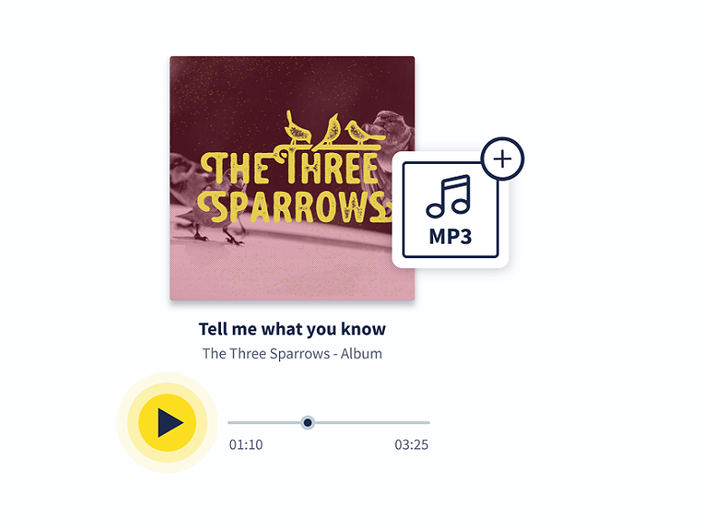 MP3 QR Kodu yerleşik bir MP3 oynatıcıyla birlikte gelir, bu nedenle ek indirme gerekmez